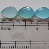 10x14mm Aquamarine Chalcedony Rose Cut Pear Flat Back Cabochons Aqua Chalcedony