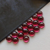 3.5-4mmm Garnet Plain Flat Back Plain Round Cabochons, Loose Garnet For Jewelry