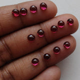 3.5-4mmm Garnet Plain Flat Back Plain Round Cabochons, Loose Garnet For Jewelry