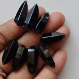 19-23 mm Black Chalcedony Faceted Horn Beads, Black Chalcedony Horn Beads