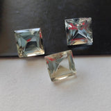 8mm Square Green Amethyst Loose Cut Stone Lot, Faceted Princess Diamond Cut