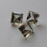 8mm Square Green Amethyst Loose Cut Stone Lot, Faceted Princess Diamond Cut