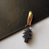8.6x5.4mm Black Rough Diamond Pendant, Ready to Wear Black Christmas Tree Shape