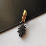 8.6x5.4mm Black Rough Diamond Pendant, Ready to Wear Black Christmas Tree Shape