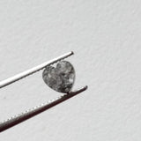 5.2mm Grey Rough Diamond Heart, Flat Grey Heart Raw Diamond Cabochon For Jewelry