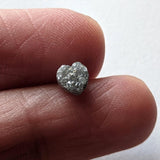 5.2mm Grey Rough Diamond Heart, Flat Grey Heart Raw Diamond Cabochon For Jewelry