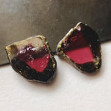 13x15.5mm Rare Watermelon Tourmaline Rough Slices, 13x15.5mm OOAK Matched Pair
