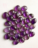 6x8mm-9x11mm Amethyst Cabochon Plain Oval Lot, Purple Amethyst Oval Gems