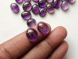 6x8mm - 8x10mm Amethyst Oval Plain Cabochons, Amethyst Oval Flat Back 5 Pieces