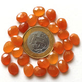 9mm Carnelian Rose Cut Cabochons, Carnelian Faceted Flat Back Cabochons
