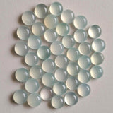 8mm Aqua Chalcedony Plain Round Cabochons, Loose Aqua Chalcedony Plain Round