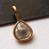 Salt And Pepper Slice Raw Diamond Connector, Uncut Single Loop 925 Silver