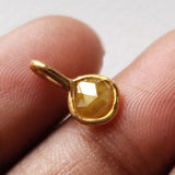 Yellow Slice Raw Diamond Connector, 925 Silver Connector Gold Polished, Uncut