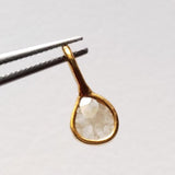 White Grey Slice Raw Diamond Connector, Uncut Single Loop 925 Silver Gold Polish