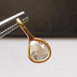 White Grey Slice Raw Diamond Connector, Uncut Single Loop 925 Silver Gold Polish