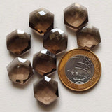 14-15mm Smoky Quartz Hexagon Shape Gemstones, Smoky Quartz Faceted Both Side Cut