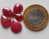 8x13.5mm to10.5x14mm Ruby Glass Filled Cabochons, Faceted Pear Ruby Flat Back Cabochons (A To E)