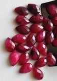 13x8mm Red Corundum Cabochons, Red Corundum Pear Rose Cut, Loose Flat Back