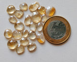 7-11mm Citrine Rose Cut Cabochon Lot, Natural Loose Citrine Faceted Flat Back
