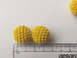 19mm Yellow Glass Beads Round Balls, 2 Pcs Matched Pair Earrings, Fancy Beads