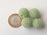 19mm Light Green Glass Beads Round Balls, 2 Pcs Matched Pair Earrings