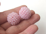 19mm Rose Pink Glass Beads Round Balls, 2 Pcs Matched Pair Earrings