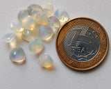8mm Ethiopian Opal Faceted Heart Cut Stone, Ethiopian Welo Fire Opal Faceted