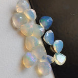 7mm Ethiopian Opal Faceted Heart Cut Stone, Faceted Heart Cut Stone