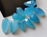 10x19 mm-11x25 mm Blue Chalcedony Faceted Horn Beads, Blue Chalcedony Fancy Horn