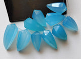 10x19 mm-11x25 mm Blue Chalcedony Faceted Horn Beads, Blue Chalcedony Fancy Horn