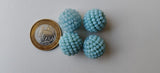 19mm Aqua Glass Beads Round Balls, 2 Pcs Matched Pair Earrings, Fancy Blue Beads