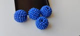 19mm Blue Glass Beads Round Balls, 2 Pcs Matched Pair Earrings, Fancy Blue Beads