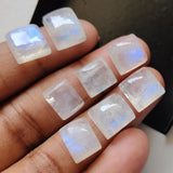 8-12mm Rainbow Moonstone Plain Cabochons, 5 Pieces Rainbow Moonstone With Fire