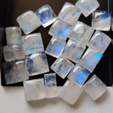 8-12mm Rainbow Moonstone Plain Cabochons, 5 Pieces Rainbow Moonstone With Fire