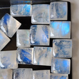 8-12mm Rainbow Moonstone Plain Cabochons, 5 Pieces Rainbow Moonstone With Fire