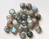 10mm Labradorite Cushion Cut Stones, Natural Labradorite Both Side Faceted