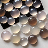 10-12mm Round Chalcedony Cabochons, Multi Color Plain Round Chalcedony Flat Back