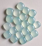 10mm Aqua Chalcedony Plain Square Cabochons, Aqua Plain Square Flat Back