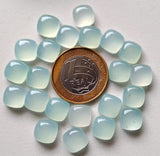 10mm Aqua Chalcedony Plain Square Cabochons, Aqua Plain Square Flat Back