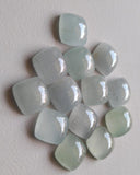 12mm Aquamarine Plain Square Flat Back Cabochon, 2 Pieces Milky Aquamarine