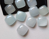 12mm Aquamarine Plain Square Flat Back Cabochon, 2 Pieces Milky Aquamarine