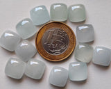 12mm Aquamarine Plain Square Flat Back Cabochon, 2 Pieces Milky Aquamarine