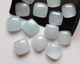 12mm Aquamarine Plain Square Flat Back Cabochon, 2 Pieces Milky Aquamarine