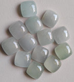 14mm Aquamarine Plain Square Cabochon, Milky Aquamarine Square Flat Back