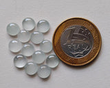 7mm Aquamarine Plain Cabochon, Milky Aquamarine Plain Round Flat Back Cabochon