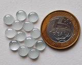 6mm Aquamarine Plain Round Cabochon, Milky Aquamarine Plain Flat Back Cabochon