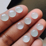 6mm Aquamarine Plain Round Cabochon, Milky Aquamarine Plain Flat Back Cabochon