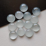 6mm Aquamarine Plain Round Cabochon, Milky Aquamarine Plain Flat Back Cabochon