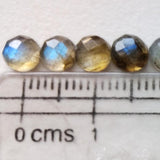 5mm Labradorite Rose Cut Round Cabochons, Labradorite Faceted Flat Back