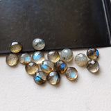 5mm Labradorite Rose Cut Round Cabochons, Labradorite Faceted Flat Back